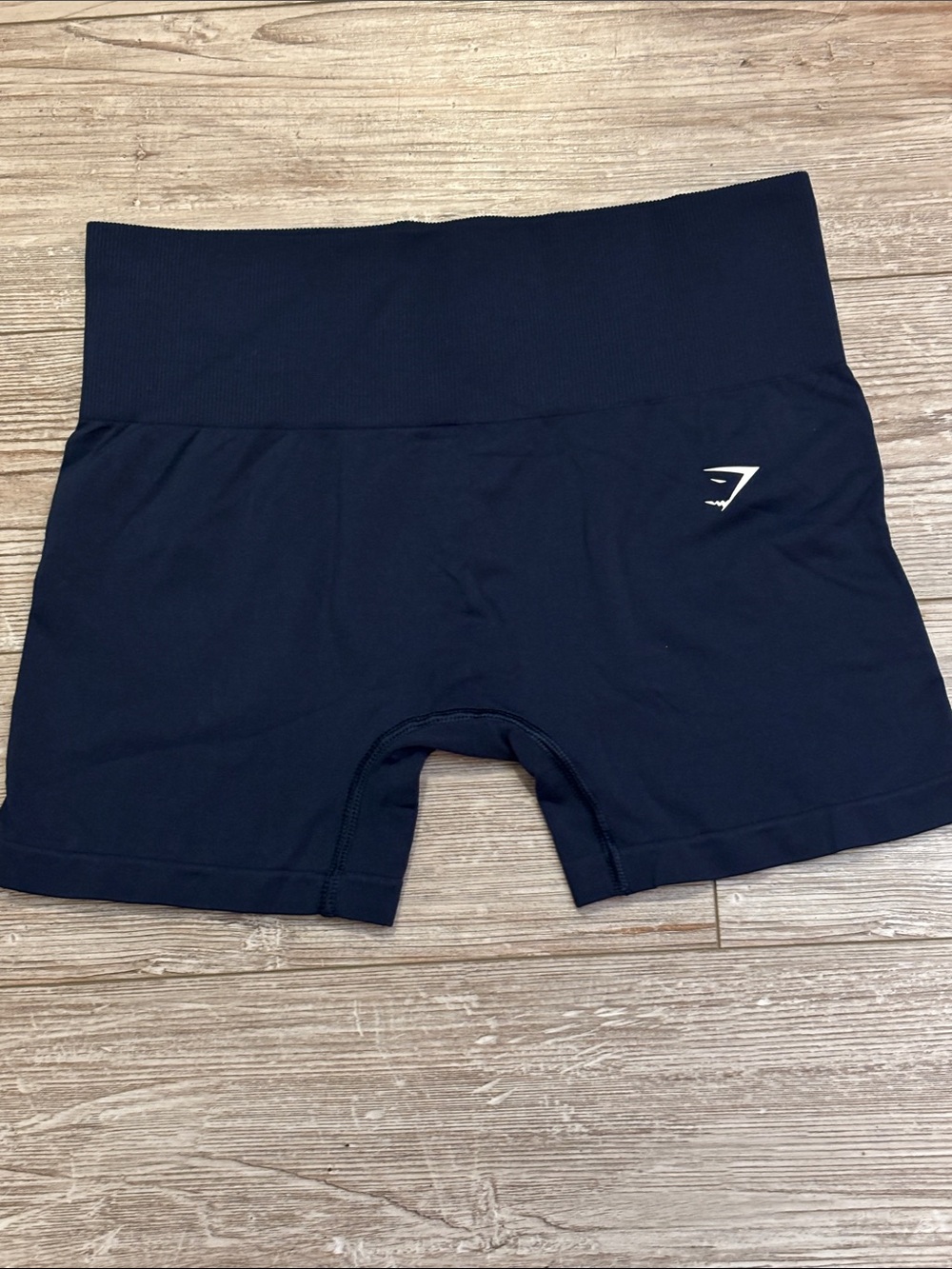 Gymshark Navy High-Rise Bike Shorts with Logo